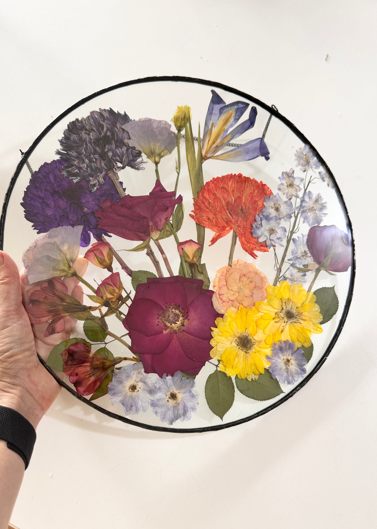 Handmade soldered metal circle shaped frame