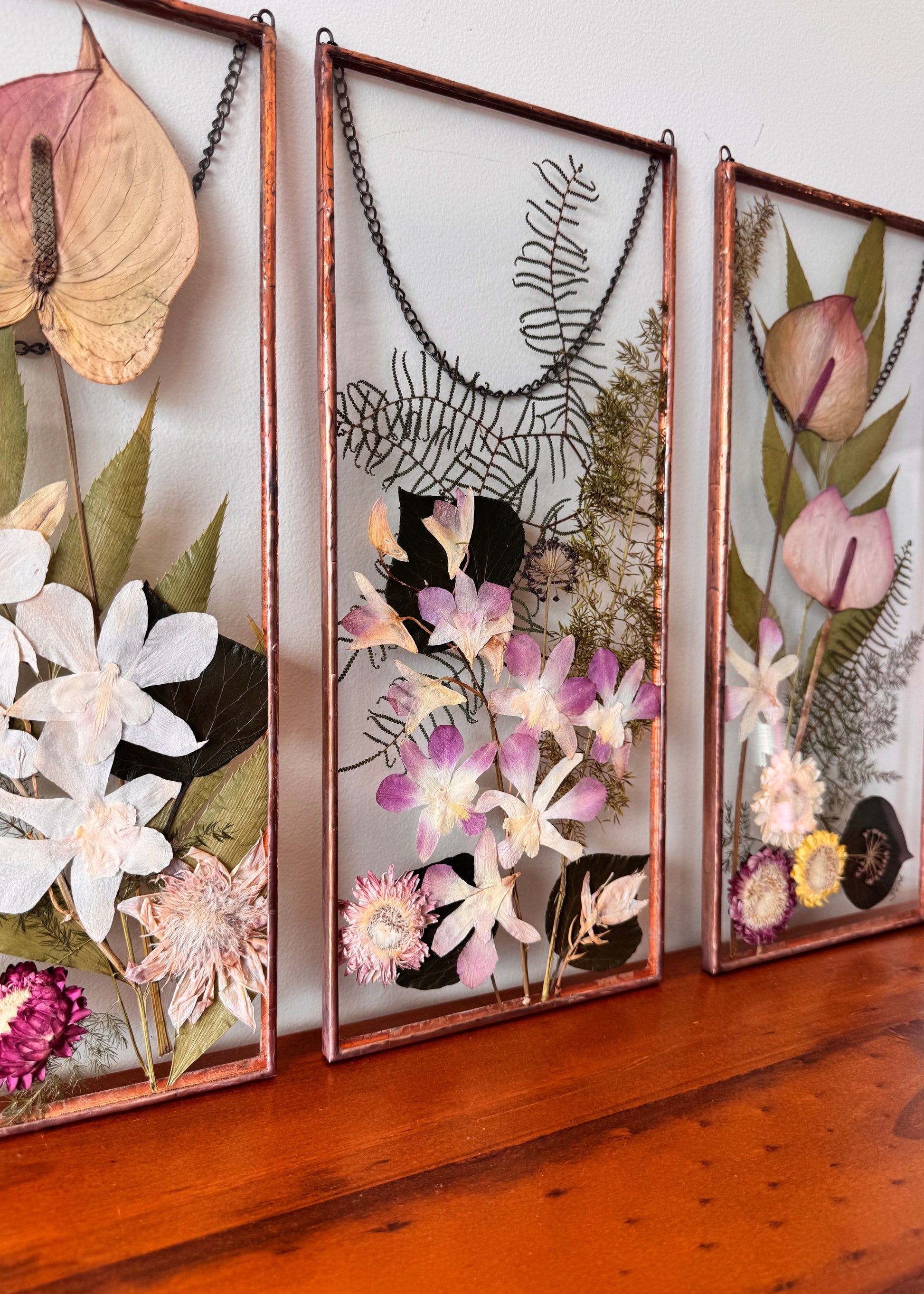 Close up of triptych frames