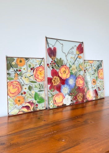 Eclectic bright coloured bouquet framed in 1 x Soldered Metal Premium A3 - 29cm x 42cm AND 2 x Soldered Metal Petite A4 - 21cm x 29cm