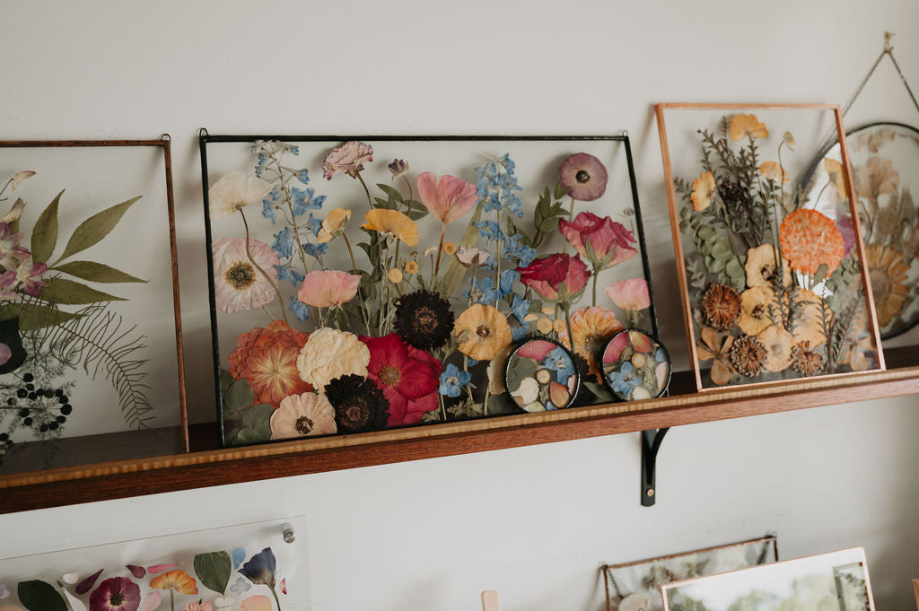 Pressed wedding bouquet framed in hand-soldered metal frame Brisbane