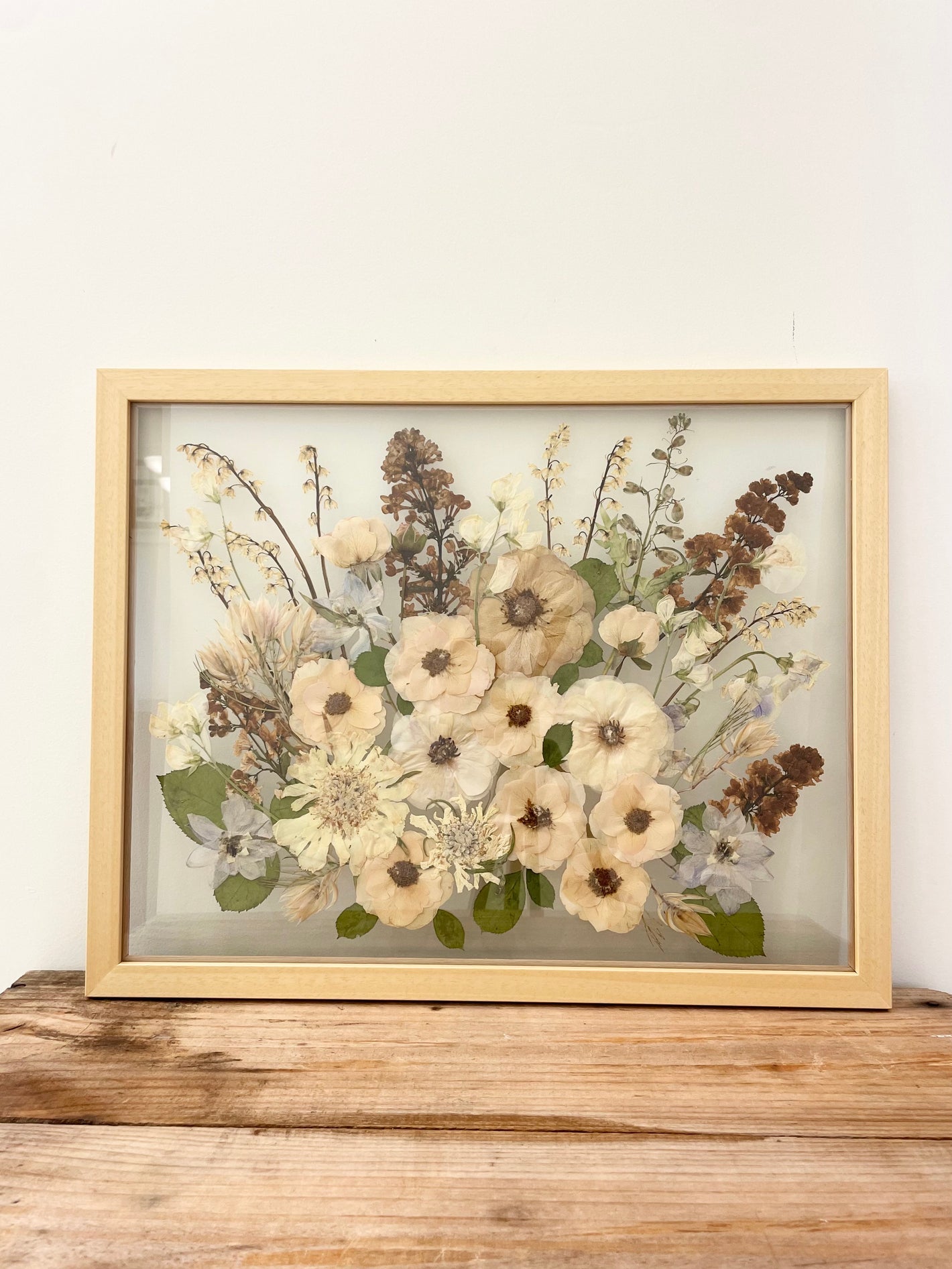 Timber framed pressed bridal bouquet, flower preservation brisbane, 