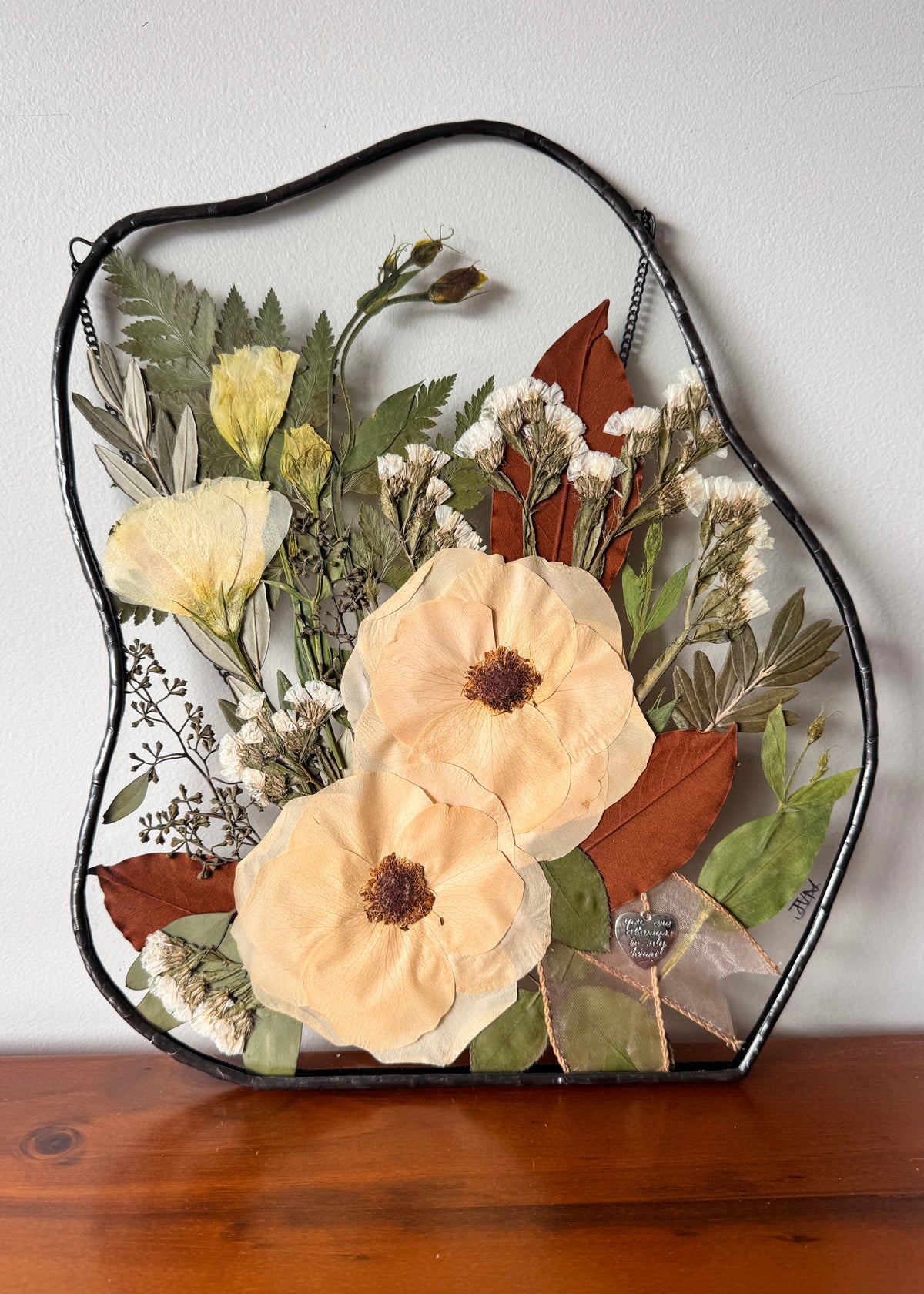 Pressed wedding bouquet preserved using natural ageing process Queensland