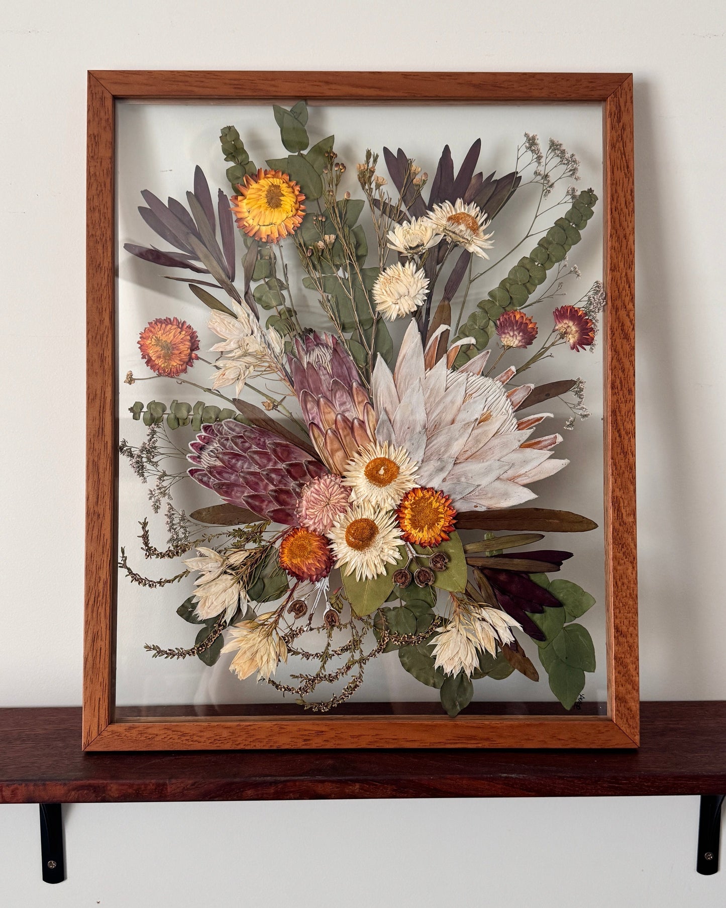 Pressed king protea bridal bouquet