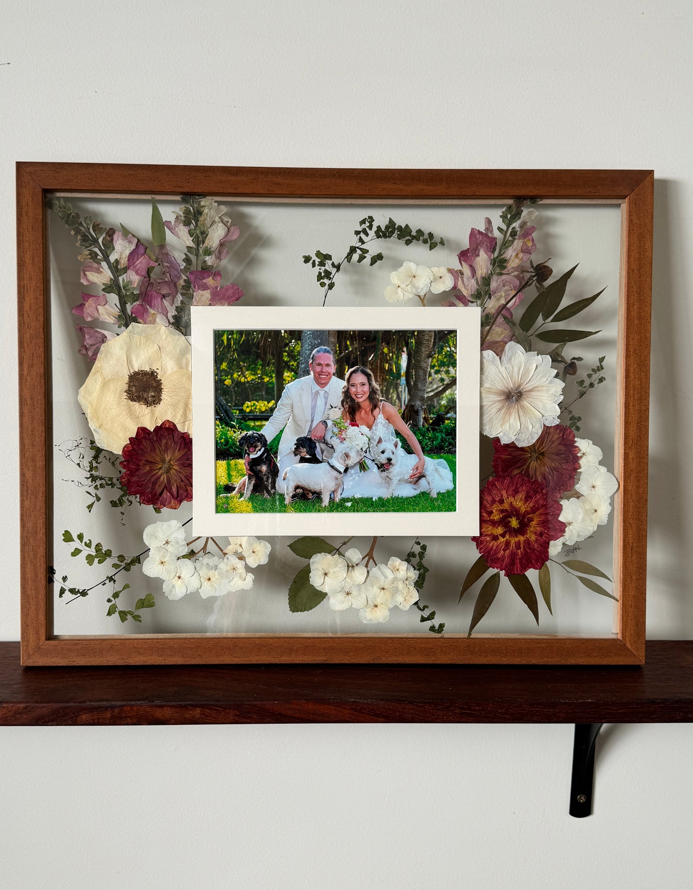 Preserved wedding flowers with wedding photo included