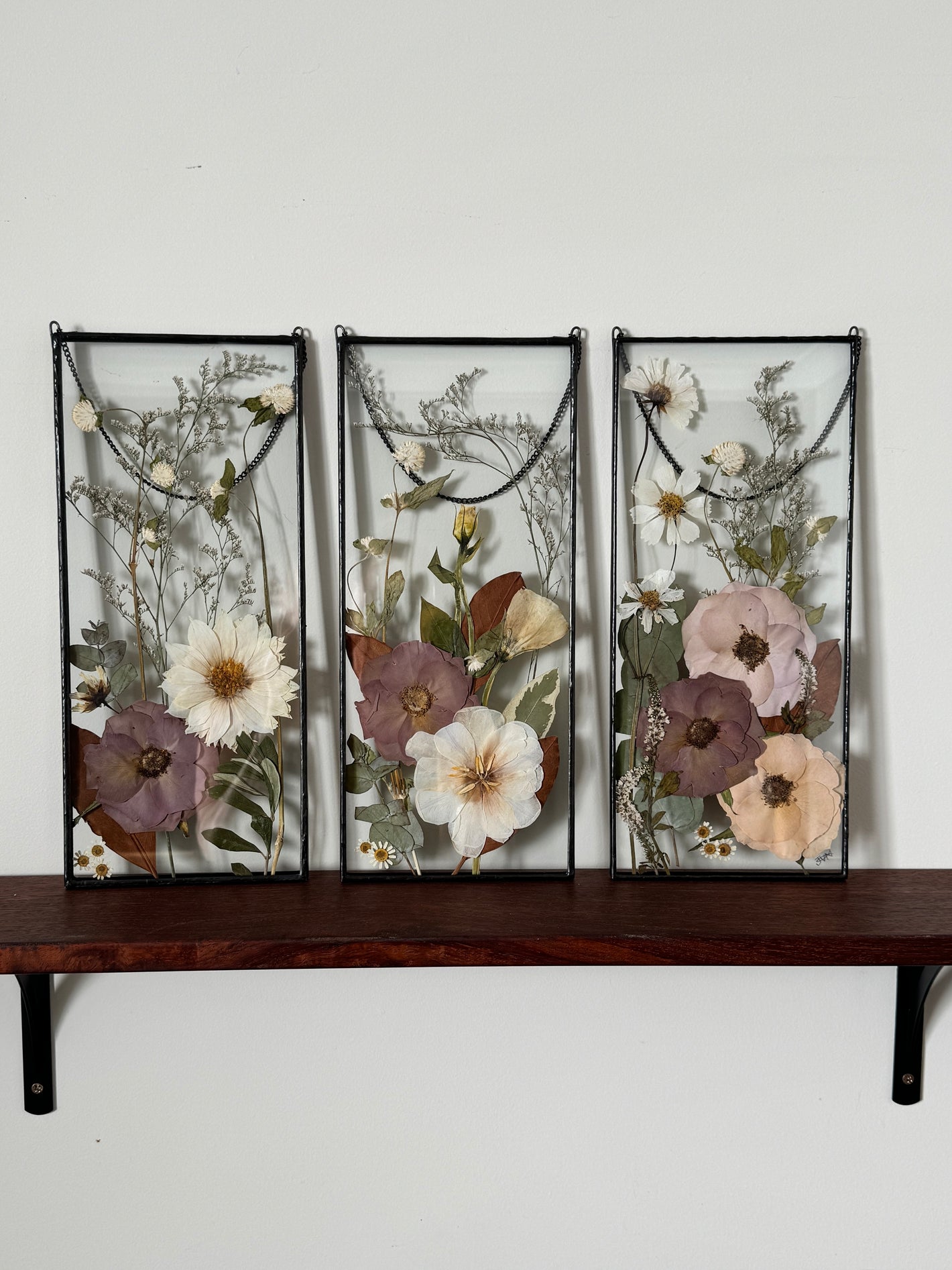 Triptych Framed Pressed Flower Wall Art